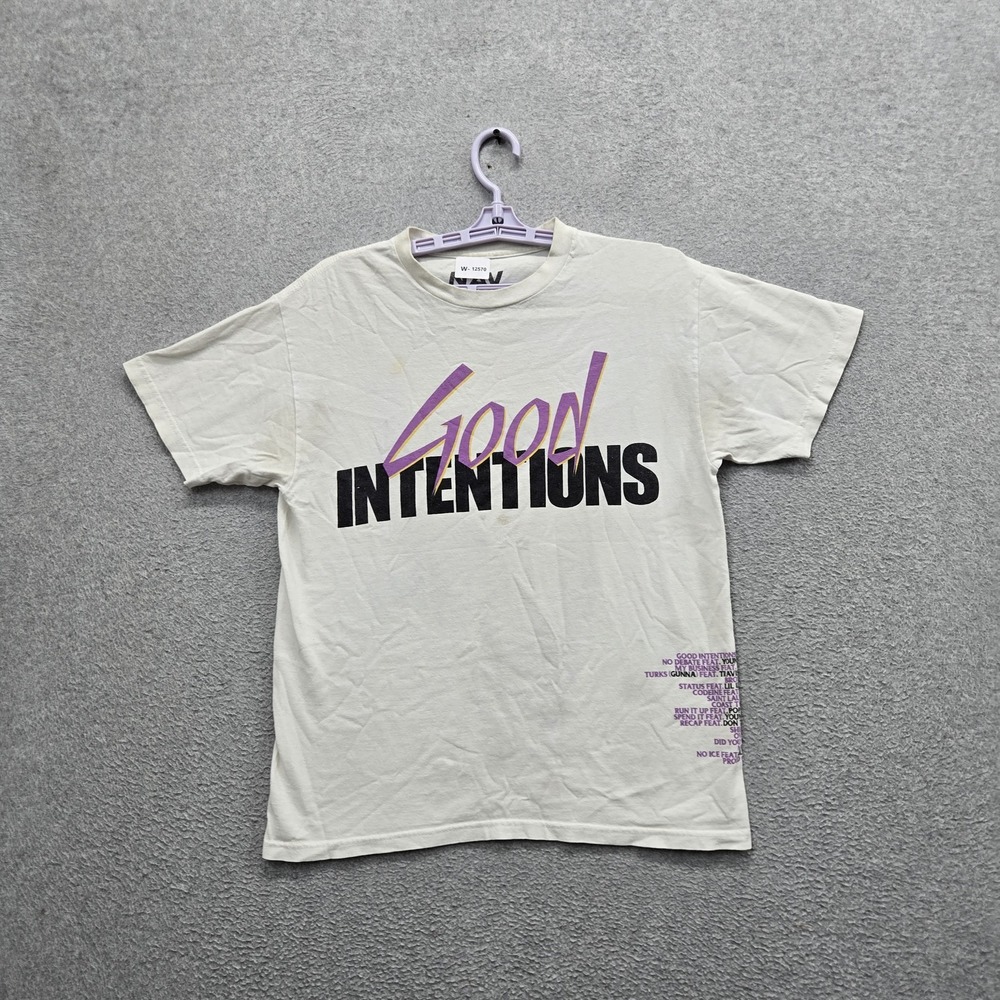 NAV Men Shirt M White Good Intentions Album Art Band Tee Logo Short Sleeve READ